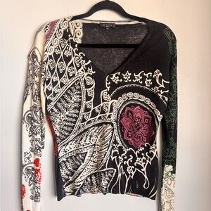 Etro Multicolor Patterned V-Neck Longsleeve